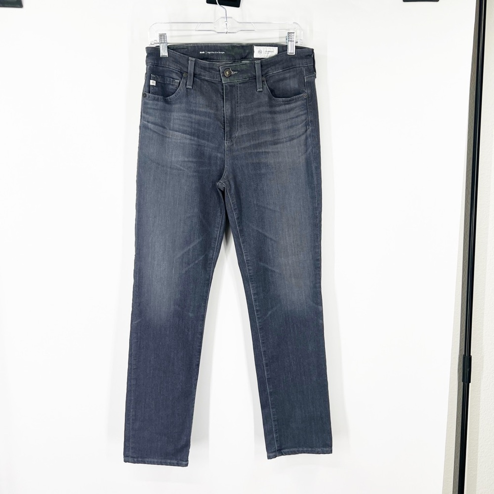 AG Adriano Goldschmied Mari High Rise Slim Straight Jeans Gray